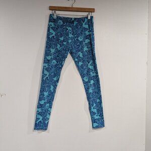 Encuentro Paisley Patterned Leggings Tights Turquoise Blue Size Small